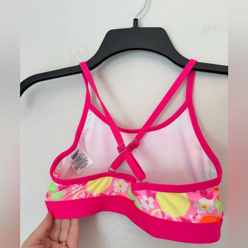 Girls Lands End Neon Pink Fruit Swimsuit Top - Size 10